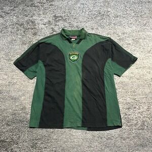 Vintage‎ Green Bay Packers Pro Player Polo Shirt Mens Large Green Black NFL 90s